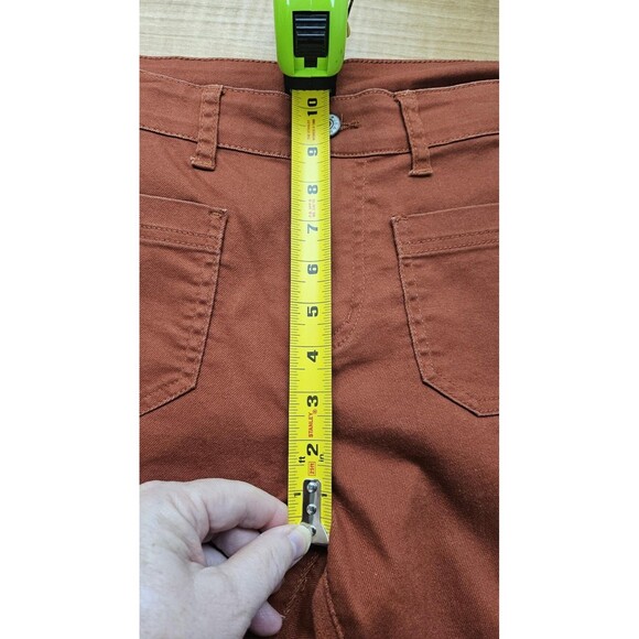 Flare Pants Womens 12 Rust Orange High Rise Stretch Bell Bottom Boho Casual - Picture 8 of 10